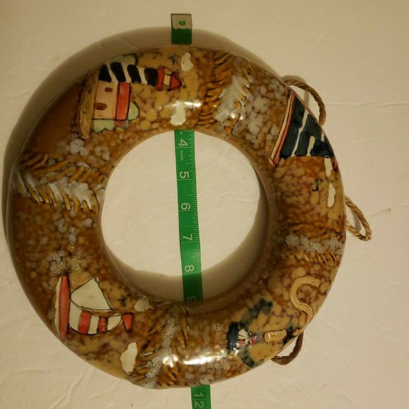 Life Ring Bouy Ceramic Wall Hanging Hand Painted - Picture 7 of 12